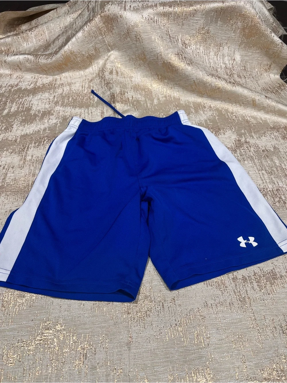 Under Armour Blue Athletic Shorts with White Logo Detail